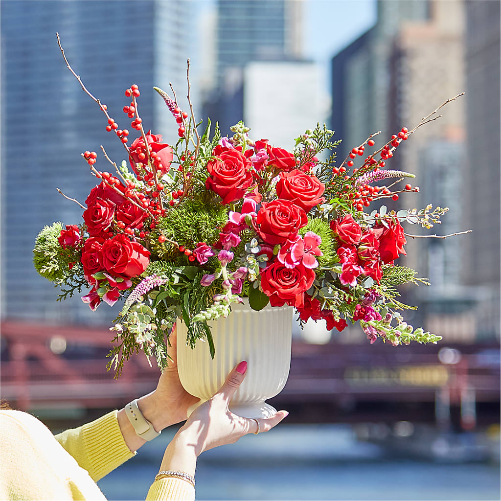 Big Red Bow Bouquet – Olson Florist, Salem OR