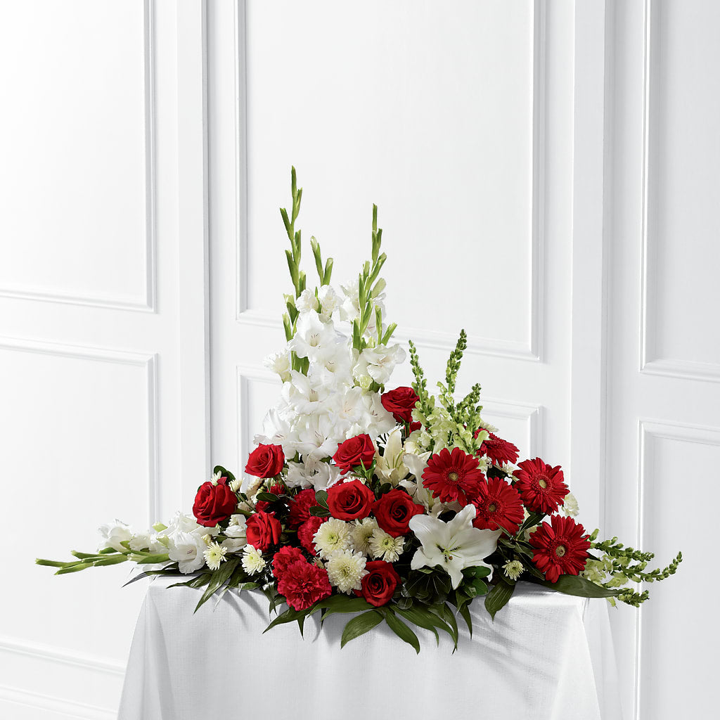 Crimson & White Arrangement – Olson Florist, Salem OR