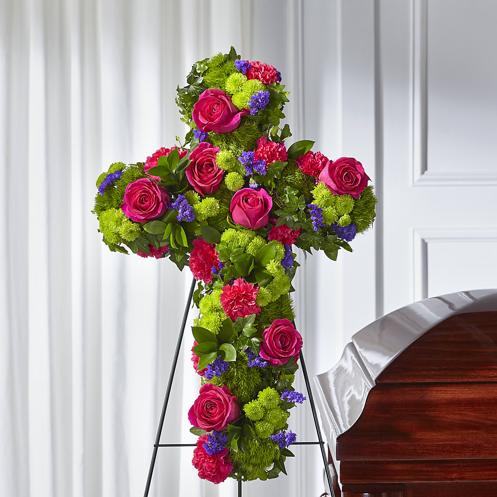 Tribute Rose Floral Cross – Olson Florist, Salem OR