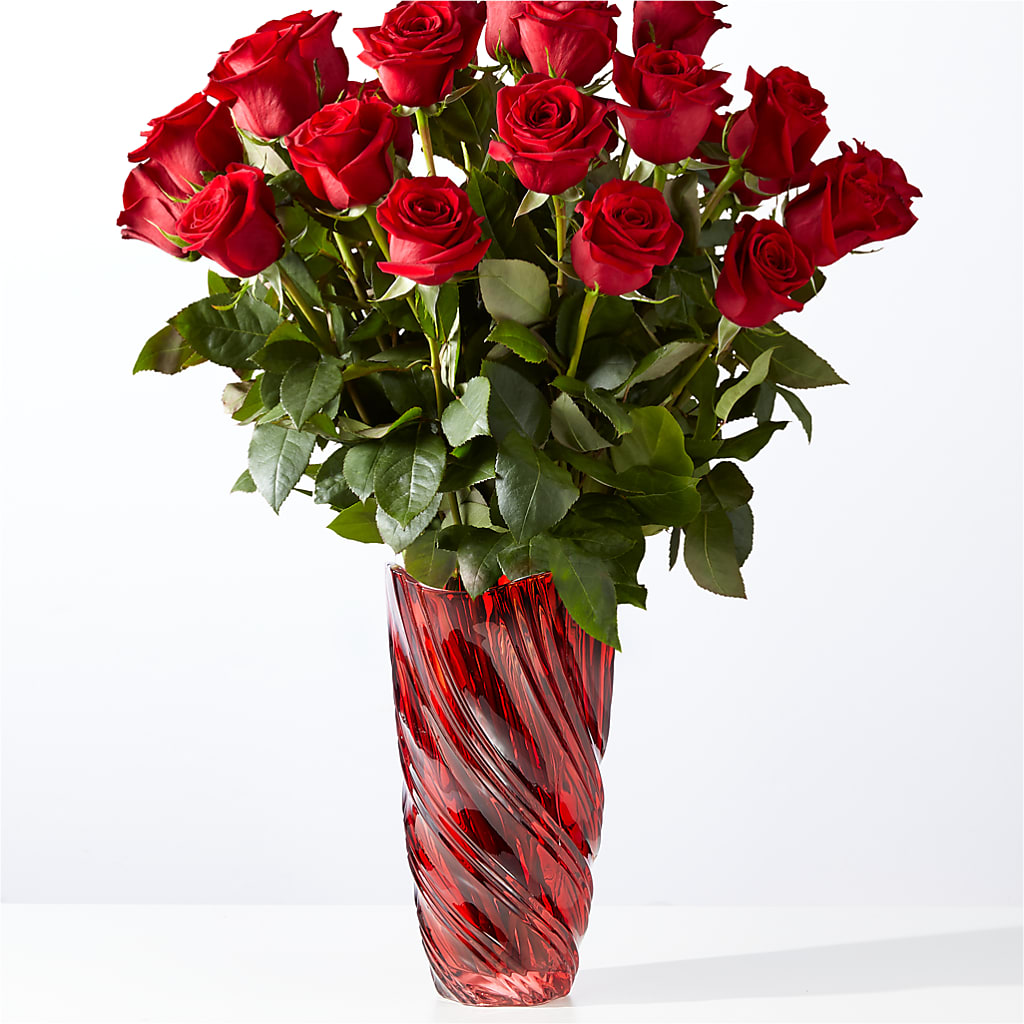 Classic Love Red Rose Bouquet with Luxe Swirl Vase – Olson Florist, Salem OR