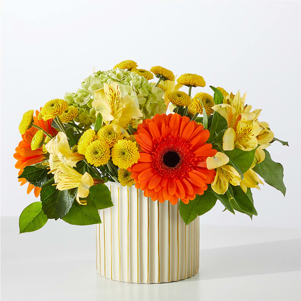 Autumn Sunshine Bouquet with Ivory Vase – Olson Florist, Salem OR